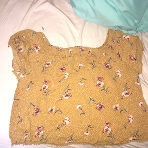 Off the Shoulder/ Mustard Yellow/ Floral
